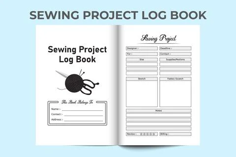 Sewing project KDP interior journal. Needle work information checker and task Illustrazione stock