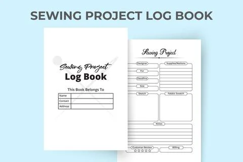 Sewing project KDP interior notebook. Cloth making and design planner journal Stock Illustration