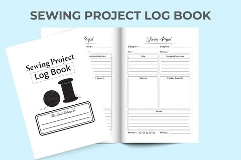 Sewing project log book KDP interior. Sewing store information and order note Stock Illustration