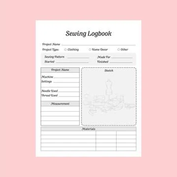Sewing project logbook interior. Stock Illustration
