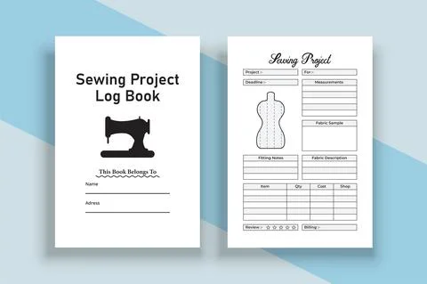 Sewing project logbook KDP interior. Fabric measurement and business finance  Stock Illustration