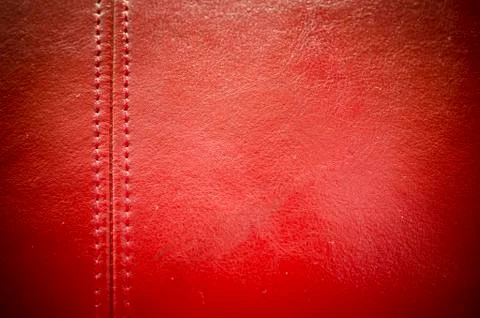 Sewing red leather texture background Stock Photos