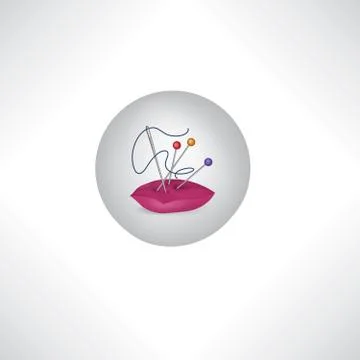 Sewing related elements. Needle and thread icon. Sewing sign. Stock Illustration