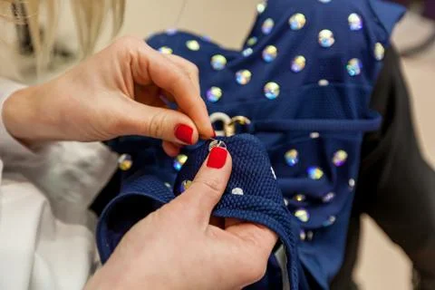 Sewing on rhinestones Stock Photos