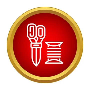 Sewing scissors and thread spool icon symbol Stock Illustration