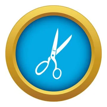 Sewing scissors icon blue vector isolated Stock Illustration