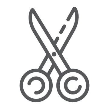 Sewing scissors line icon, tool and sew, tailors equipment sign, vector graphics Ilustración de archivo