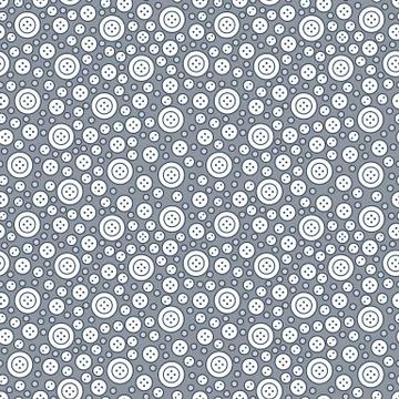 Sewing seamless pattern with buttons. Cute vector flat line illustration of hand Stock Illustration