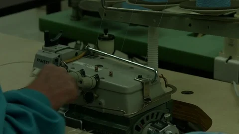 Sewing Serger Piece Cutting Slow Motion Stock Footage 72717034
