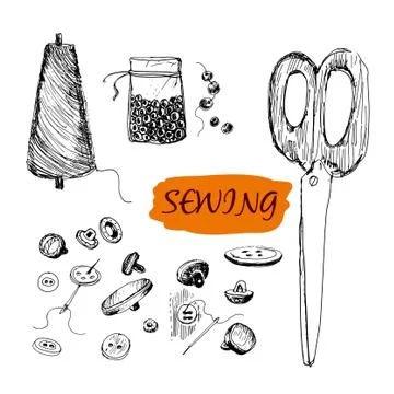 Sewing. Set of illustrations Stock Illustration