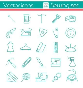 Sewing set, Line vector icons, Simple infographic illustration. Stock Illustration