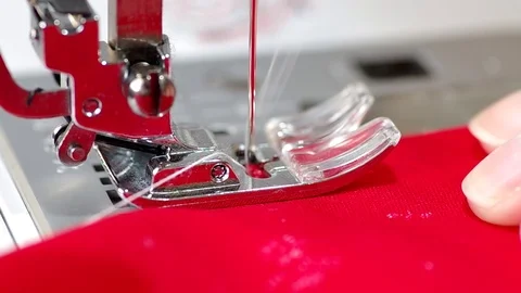 Sewing on the sewing machine Stock Footage 127240412