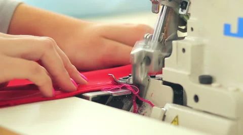 Sewing on sewing mashine Stock Footage 64801496