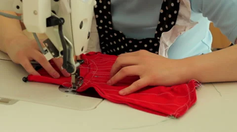 Sewing on sewing mashine Stock Footage 64801516