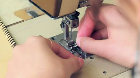 Sewing on sewing mashine Stock Footage 64801580