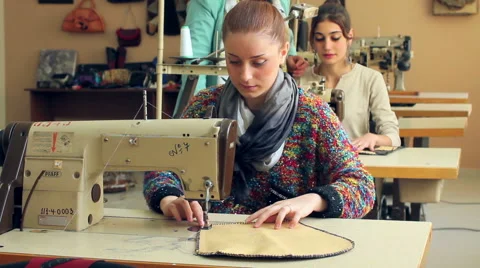Sewing on sewing mashine Stock Footage 64801613