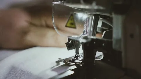 Sewing in slow motion. Close up. Stock Footage 69075847