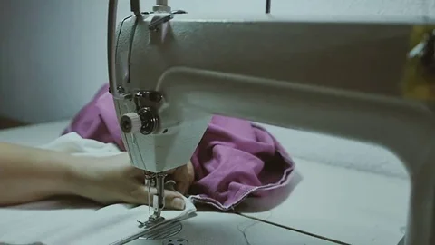 Sewing in slow motion. Close up. Stock Footage 69076272