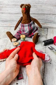 Sewing soft toy Stock Photos