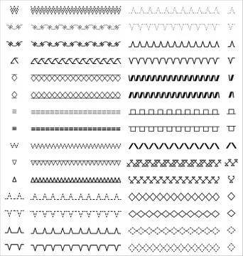 Sewing stitches pattern brush elements fashion vector イラスト素材