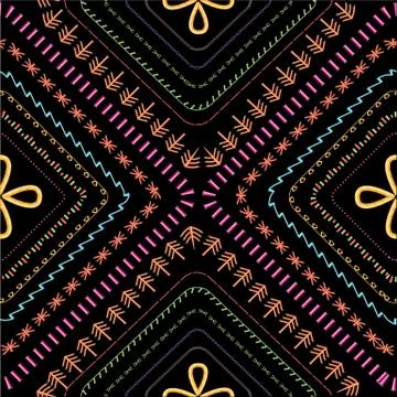 Sewing stitches seamless pattern or embroidery texture vector illustration. Illustrazione stock