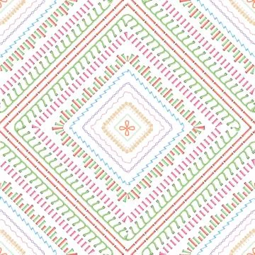 Sewing stitches seamless pattern or thread embroidery texture vector Stock Illustration