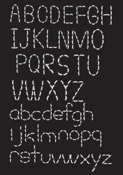 Sewing Stitches Vector Font Set Stock Illustration