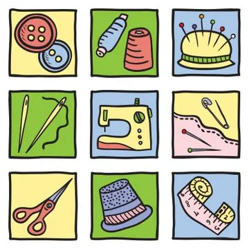 Sewing stuff and tools Stock Illustration