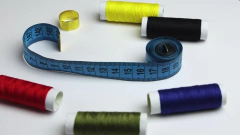 Sewing Supplies Rotating on Turntable 360 View Vidéo 346485796