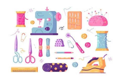 Sewing supplies set Stock Illustration
