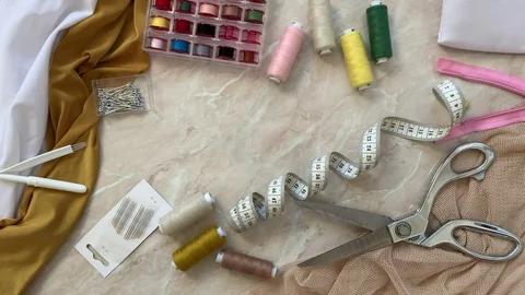 Sewing supplies stop motion 库存影片 121314794