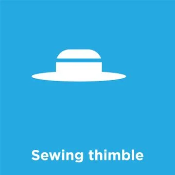 Sewing thimble icon isolated on blue background 스톡 일러스트