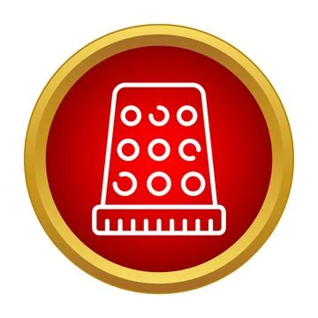 Sewing thimble tool in red gold circle icon Stock Illustration