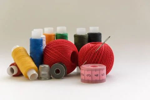 Sewing thread and for knitting, composition of seamstress 写真素材