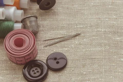 Sewing thread and for knitting|? copy space Stock Photos