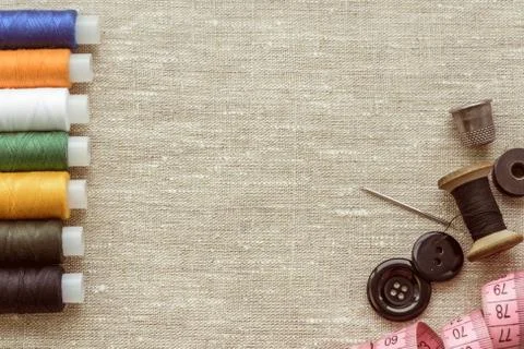 Sewing thread and for knitting|? copy space Stock Photos
