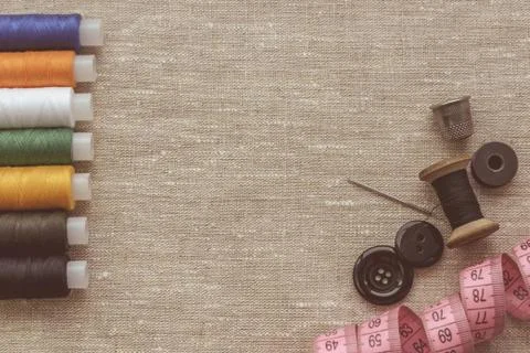 Sewing thread and for knitting|? copy space Stock Photos