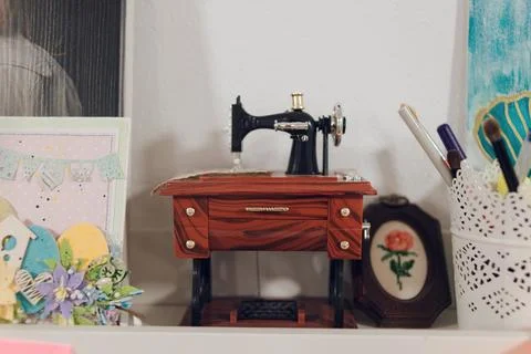 Sewing thread and needlework accessories Stock Photos