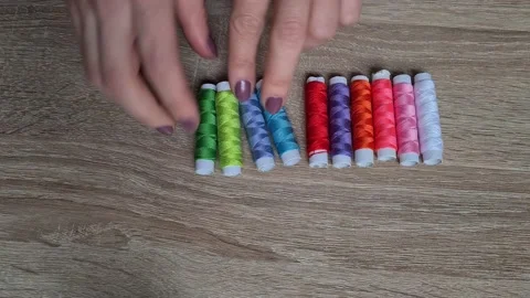  Sewing Thread Assorted Colors  Vídeo Stock 152410620