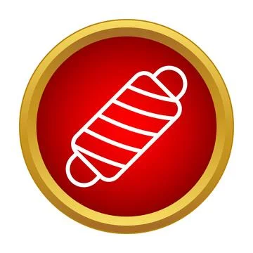 Sewing thread bobbin icon on red background Stock Illustration