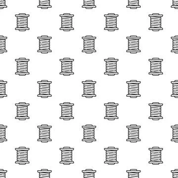 Sewing thread bobbin seamless pattern black outline イラスト素材