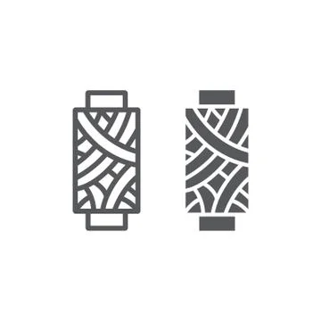 Sewing thread line and glyph icon, bobbin and sew, spool sign, vector graphics イラスト素材