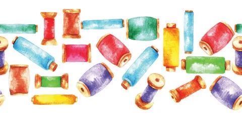 Sewing thread pattern, watercolor Stock Illustration