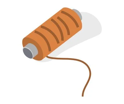 Sewing thread on spool icon isolated on white background. Yarn spool. Yellow Illustrazione stock