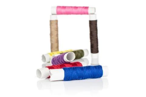 Sewing thread spool isolated on white Stock Photos