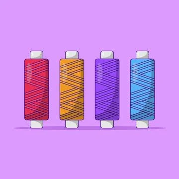 Sewing Thread Vector Illustration. String. Cotton. Flat Cartoon Style Suita.. Stock Illustration