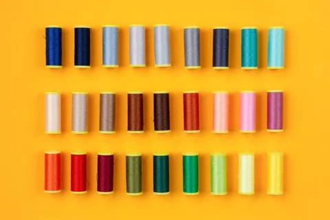 Sewing threads of many colors Stock Photos