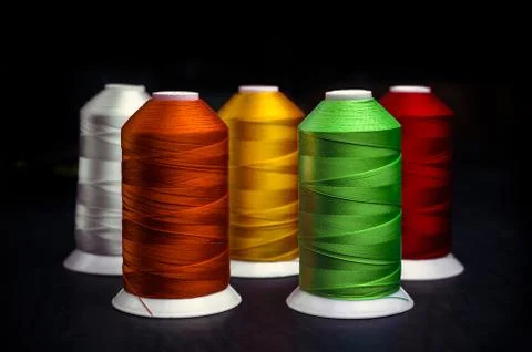 Sewing threads multicolored background closeup Foto stock