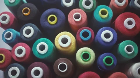 Sewing Threads On Spool. Closeup. Colorful spools of thread Stock Footage 68945301