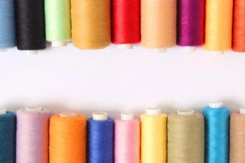 Sewing threads on a white background, set Stock Photos